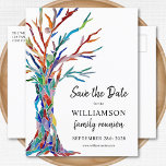 Family Tree Family Reunion Save the Date Announcement Postcard<br><div class="desc">Ask your family to Save the Date for their Family Reunion with this stylish postcard. It features a colourful family tree which was originally made in glass mosaic. Easily customisable with your details. Use the Customise Further option to change the text size, style, or colour if you wish. Because we...</div>