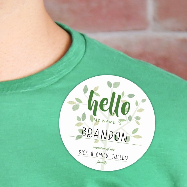 Family Tree HELLO MY NAME IS Classic Round Sticker (Creator Uploaded)