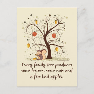Family Tree Humour Brown Postcard
