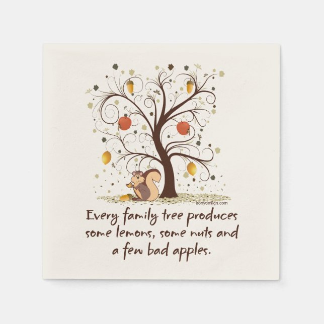 Family Tree Humour Napkin (Front)