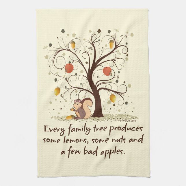 Family Tree Humour Tea Towel (Vertical)
