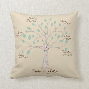 Family Tree Monogram Keepsake Pillow