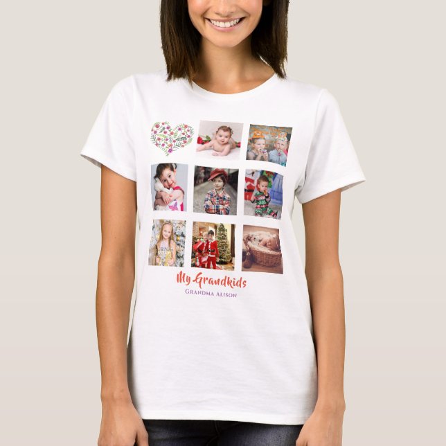 Family Tree Photo Collage Grandma Grandmother Gift T-Shirt (Front)