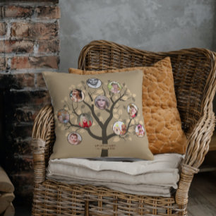 Family Tree Photo Collage Grandma Grandpa Gifts Cushion