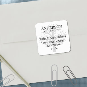 Family Tree Return Address Family Reunion Square Sticker