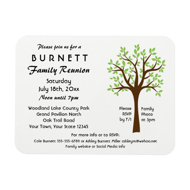 Family Tree Reunion Invitation Magnet (Horizontal)