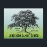 Family Tree Vintage Reunion Gathering Announcement Postcard<br><div class="desc">Lovely vintage graphic of an old tree is a perfect symbol for your own family tree or outdoor event. Use this postcard for family reunions, family picnics, outdoor rustic weddings and anniversaries. Use this postcard as an invitation or as a save the date postcard. Features blue and green ombre gradient...</div>