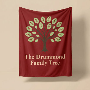 Family Tree With Birth Years Fleece Blanket