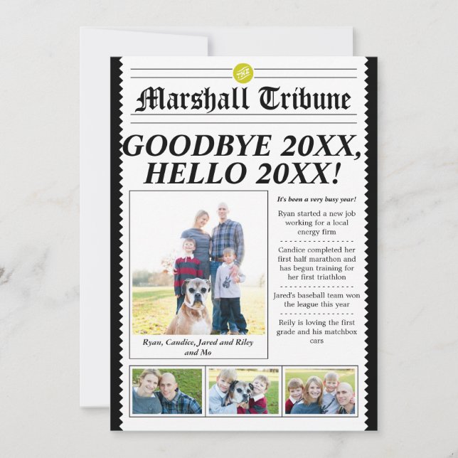 Family Tribune Holiday New Year Card yellow (Front)