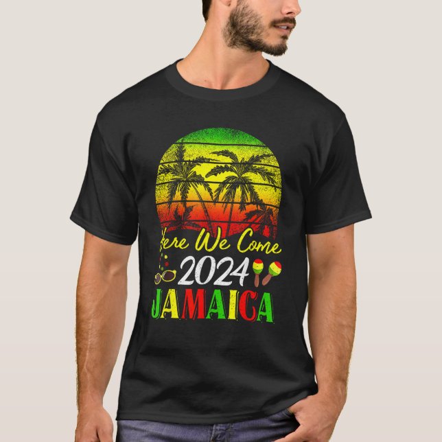 Family Trip 2024 Here We Come Jamaica Travel Summe T-Shirt (Front)