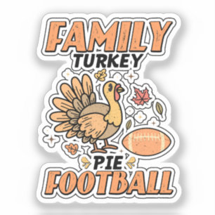 Family Turkey Pie Football Leaf Fall Thanksgiving 