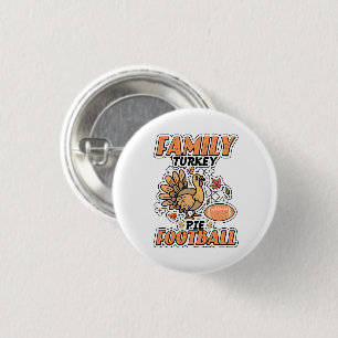 Family Turkey Pie Football Leaf Fall Thanksgiving 3 Cm Round Badge