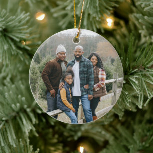 Family Two Photo Christmas Personalised Keepsake Ceramic Tree Decoration