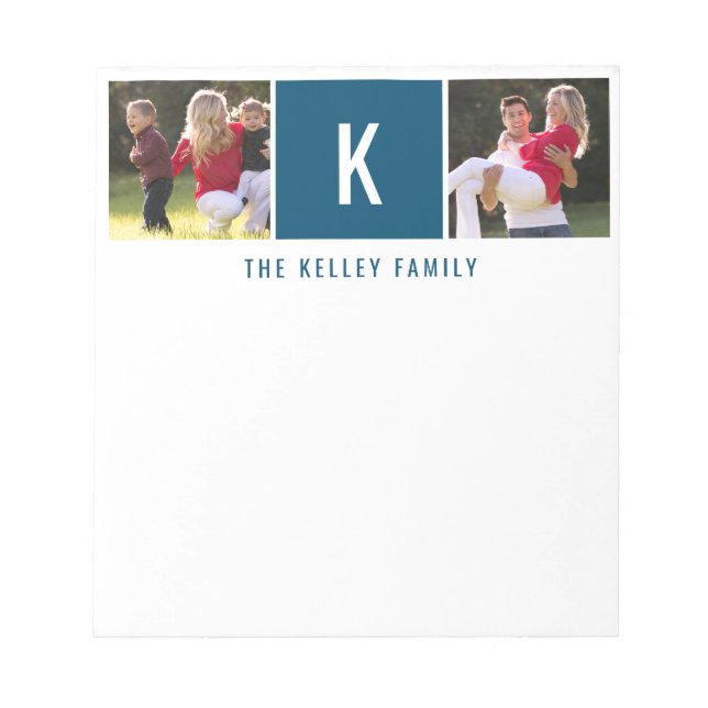 Family Two Photo Personalised Blue Notepad (Front)