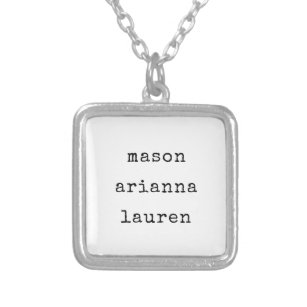 Family Type   Your Children's Names Silver Plated Necklace