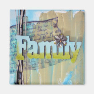 Family Typography Mixed Media Style Artwork Magnet