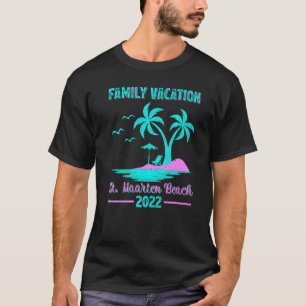 Family Vacation 2022 Vintage Style St Maarten Beac T-Shirt