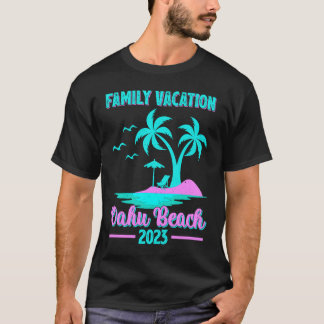 Family Vacation 2023 Palm Tree Hawaii Oahu Beach T-Shirt