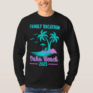 Family Vacation 2023 Palm Tree Hawaii Oahu Beach T-Shirt