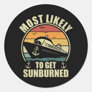 Family Vacation 2024 Most Likely To Get Sunburned Classic Round Sticker