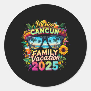 Family Vacation 2025 Cancun Mexico Matching Family Classic Round Sticker