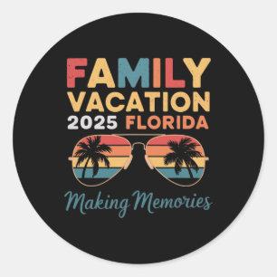 Family Vacation 2025 Florida Making Memories Beach Classic Round Sticker
