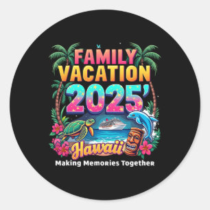 Family Vacation 2025 Vintage Hawaii Summer Matchin Classic Round Sticker