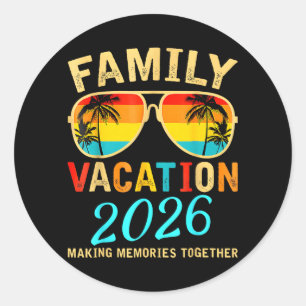 Family Vacation 2026 Beach Matching Summer Classic Round Sticker
