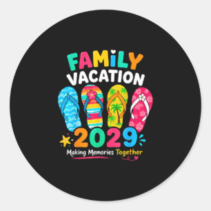 Family vacation 2029 summer beach family trips classic round sticker