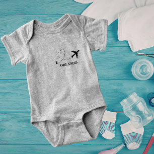 Family Vacation Airplane & Custom Travel Location Baby Bodysuit