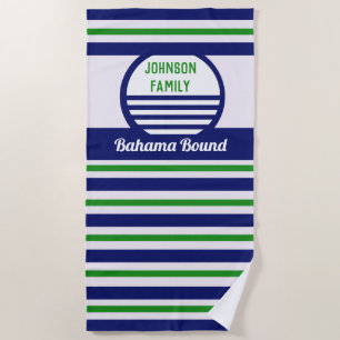 Family Vacation Beach Towels - Blue, Green