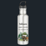 Family vacation bear wolf woodland forest animals 710 ml water bottle<br><div class="desc">A forest,  woodland landscape with a wolf bear and deer.  Personalise and add a name,  event,  and place.</div>