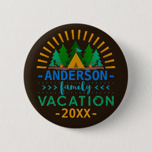 Family Vacation Camping Trip Custom Name Year 6 Cm Round Badge