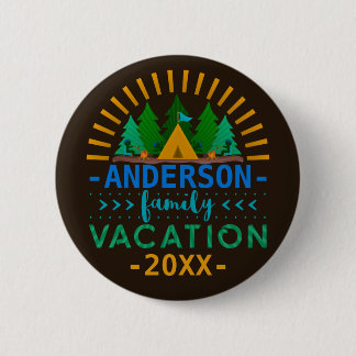 Family Vacation Camping Trip | Custom Name Year 6 Cm Round Badge
