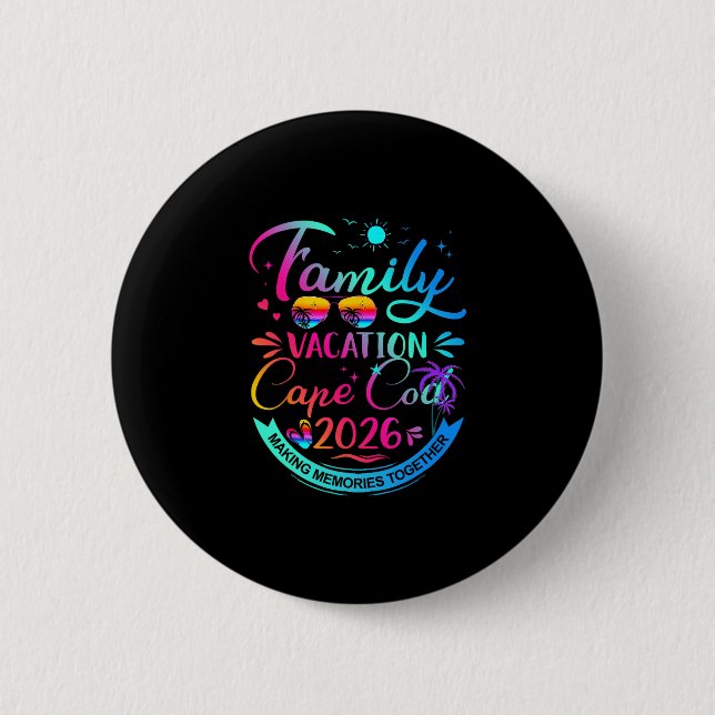 Family Vacation Cape Cod 2026 Palm Tree Gift  6 Cm Round Badge (Front)