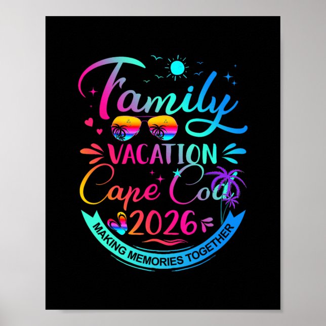 Family Vacation Cape Cod 2026 Palm Tree Gift  Poster (Front)