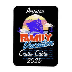 Family Vacation Cruise Cabin Black Personalise Magnet