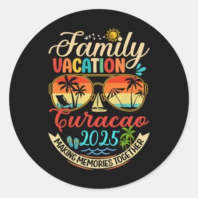 Family Vacation Curacao 2025 Memories Family Summe Classic Round Sticker (Front)