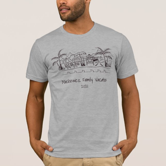 Family Vacation Doodle drawing beach camping T-Shirt (Front)