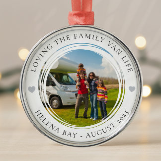 Family Vacation Keepsake Van Life Photo Metal Tree Decoration