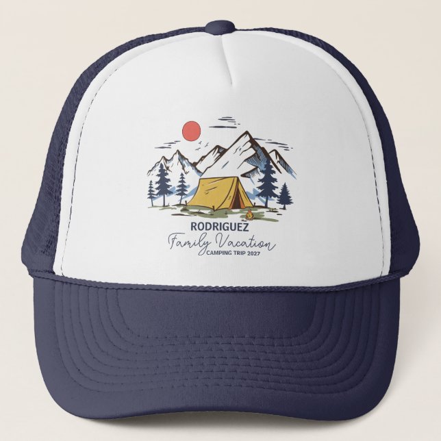 Family Vacation Matching Camping Custom  Trucker Hat (Front)