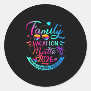 Family Vacation Myrtle 2026 Palm Tree Gift  Classic Round Sticker