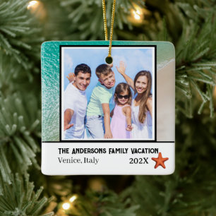 Family Vacation photo Beach Themed  Ceramic Ornament