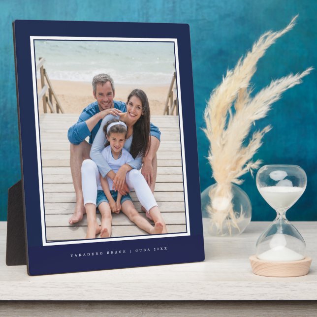 Family Vacation Photo Memory Keepsake Navy Frame (Side)