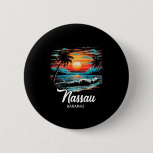 Family Vacation Retro Sunset Bahamas Nau 6 Cm Round Badge
