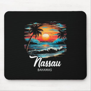 Family Vacation Retro Sunset Bahamas Nau Mouse Pad