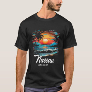 Family Vacation Retro Sunset Bahamas Nau T-Shirt