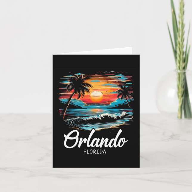 Family Vacation Retro Sunset Florida Orlando  Card (Front)