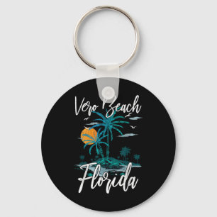 Family Vacation Retro Sunset Florida Vero Beach  Key Ring
