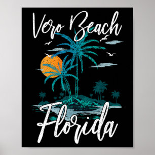 Family Vacation Retro Sunset Florida Vero Beach  Poster